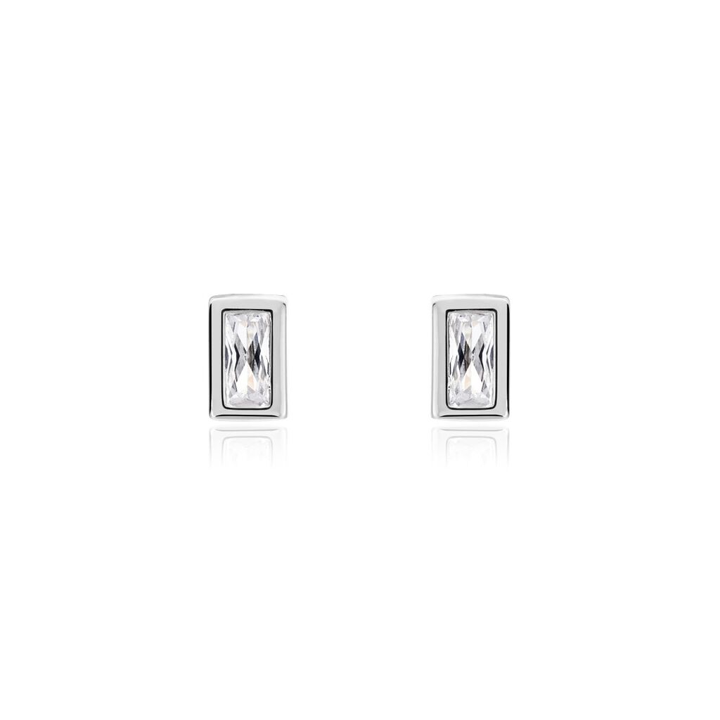 Boucles D'oreilles Puces Royale Argent Blanc Oxyde De Zirconium - Boucles d'oreilles fantaisie Femme | Histoire d’Or
