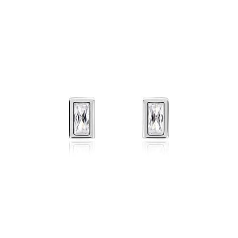Boucles D'oreilles Puces Royale Argent Blanc Oxyde De Zirconium - Boucles d'oreilles fantaisie Femme | Histoire d’Or