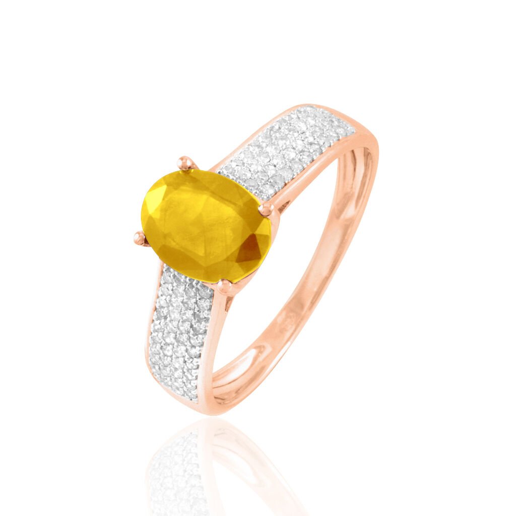Bague Crista Or Rose Citrine Et Diamant - Bagues solitaires Femme | Histoire d&rsquo;Or