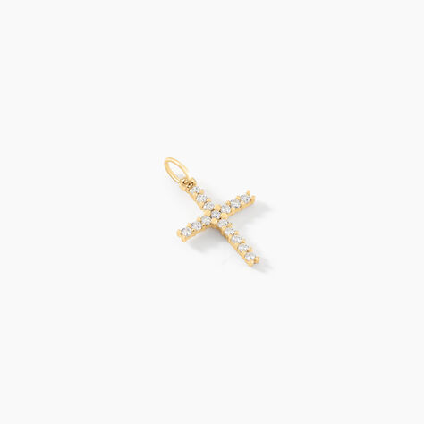 Pendentif Canice Croix Or Jaune Oxyde De Zirconium - Pendentifs Communion Femme | Histoire d’Or