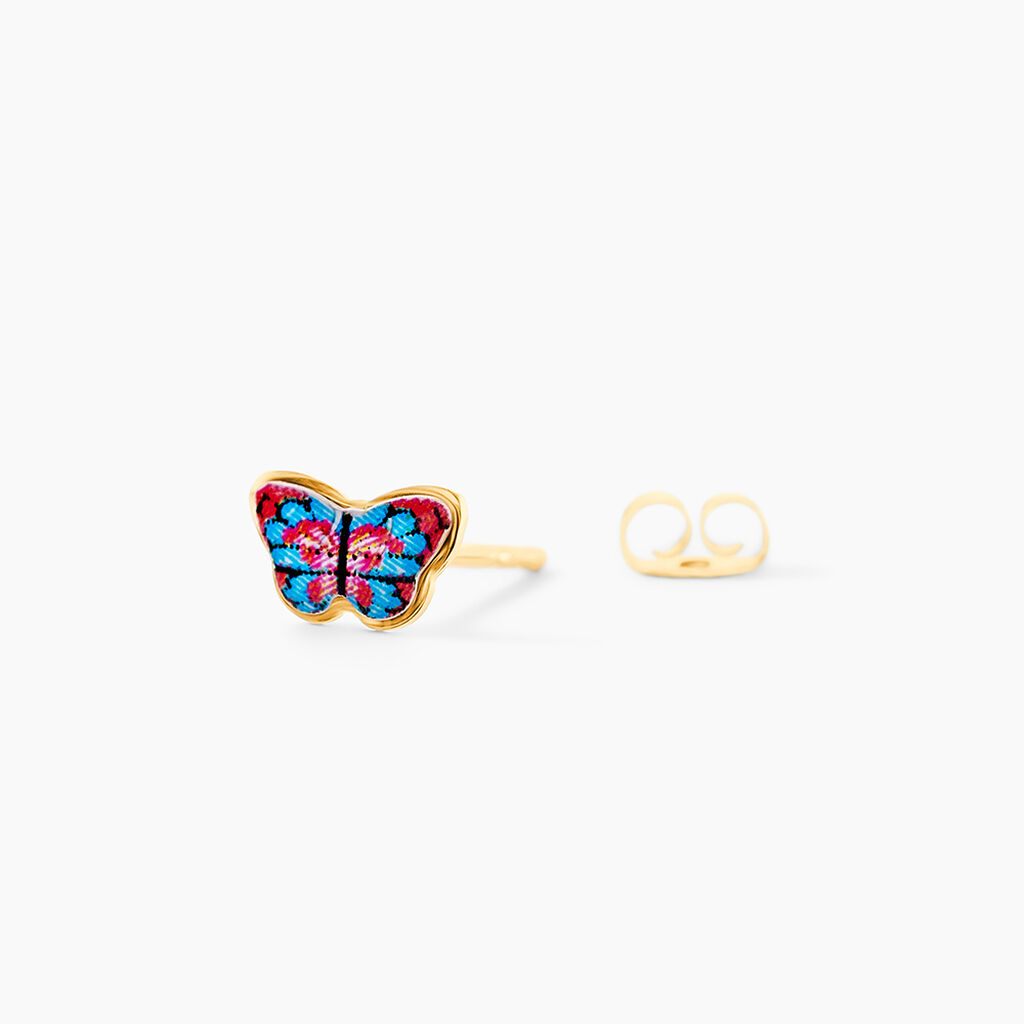 Boucles D'oreilles Puces Aurida Papillon Or Jaune - Clous d'oreilles Enfant | Histoire d’Or