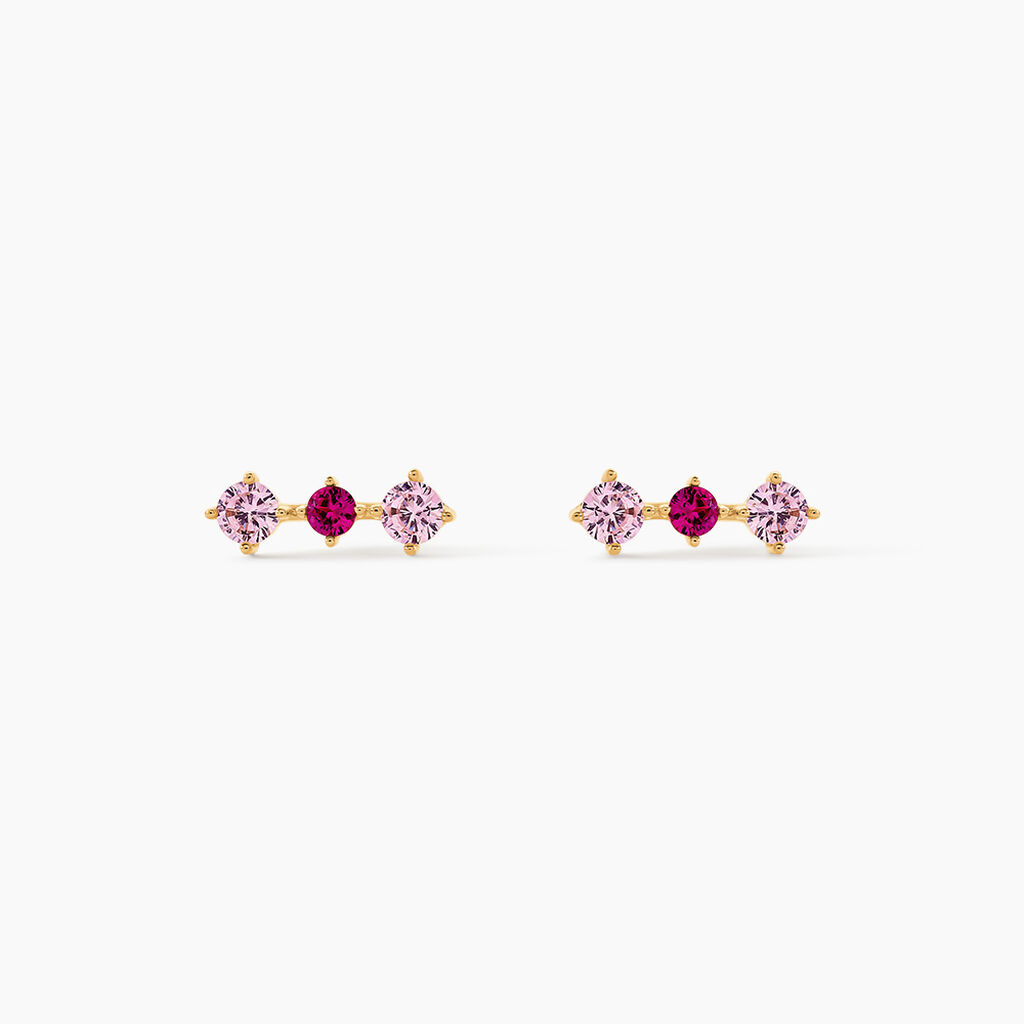 Boucles D'Oreilles Puces Bonifaz Or Jaune Oxyde De Zirconium - Clous d'oreilles Femme | Histoire d&rsquo;Or
