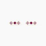 Boucles D'Oreilles Puces Bonifaz Or Jaune Oxyde De Zirconium - Clous d'oreilles Femme | Histoire d&rsquo;Or