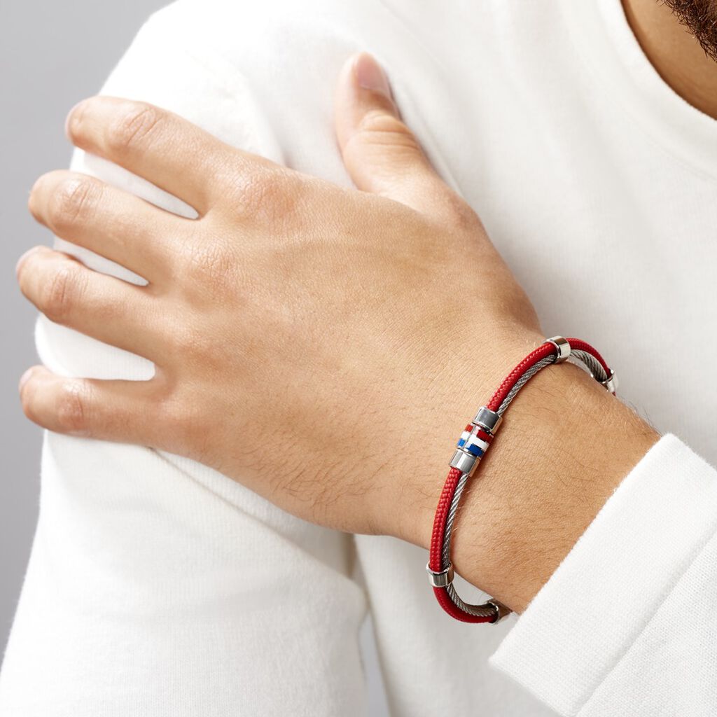 Bracelet Acier Blanc Jacquou - Bracelets cordon Homme | Histoire d’Or