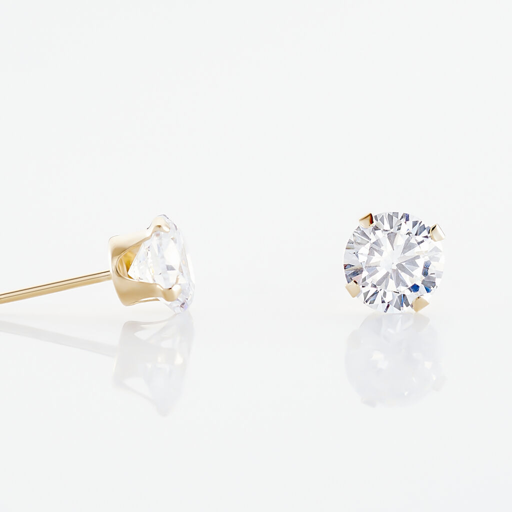 Boucles D'oreilles Puces Eddie Or Jaune Oxyde De Zirconium - Clous d'oreilles Femme | Histoire d&rsquo;Or