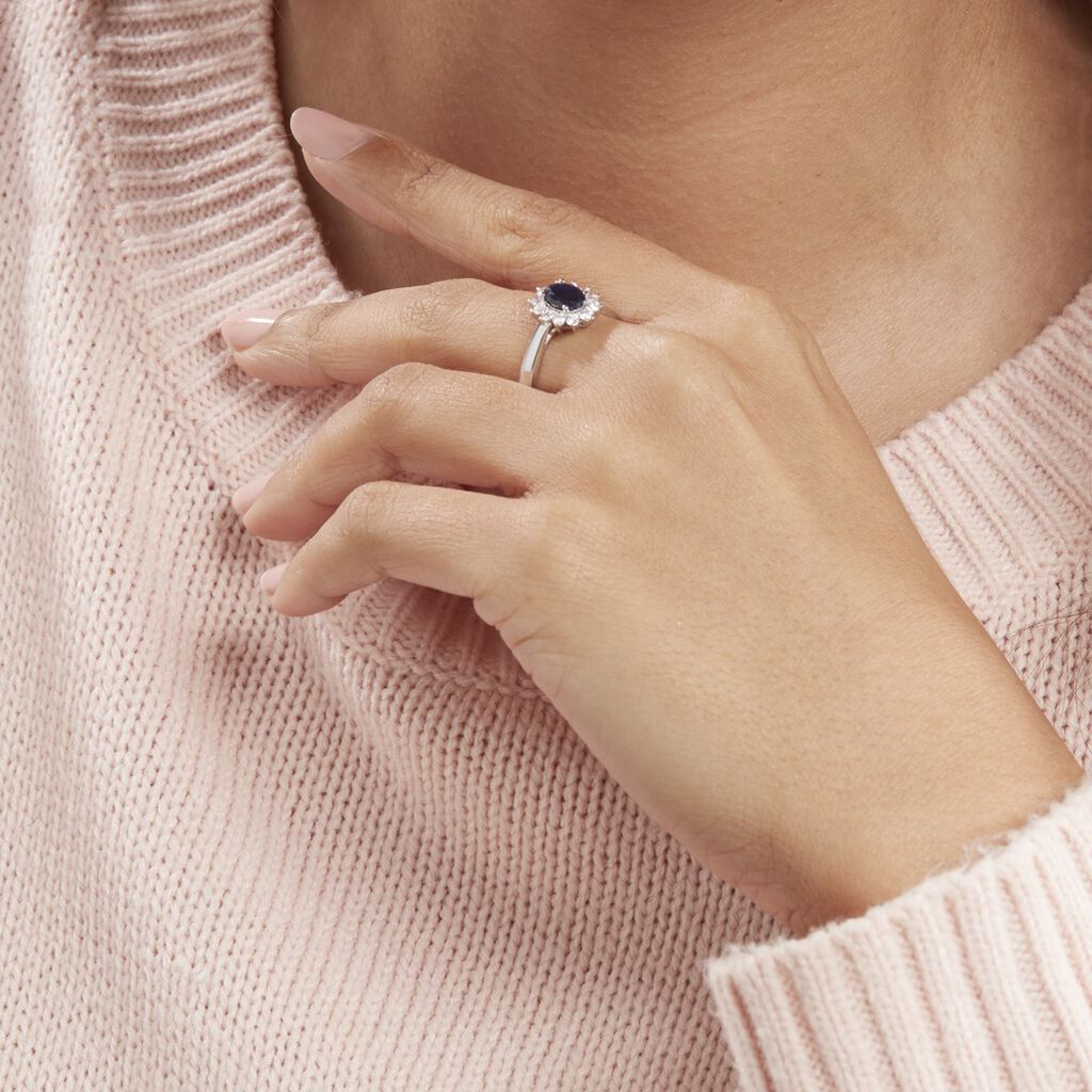 Bague Or Blanc Saphir Diamants - Bagues solitaires Femme | Histoire d’Or