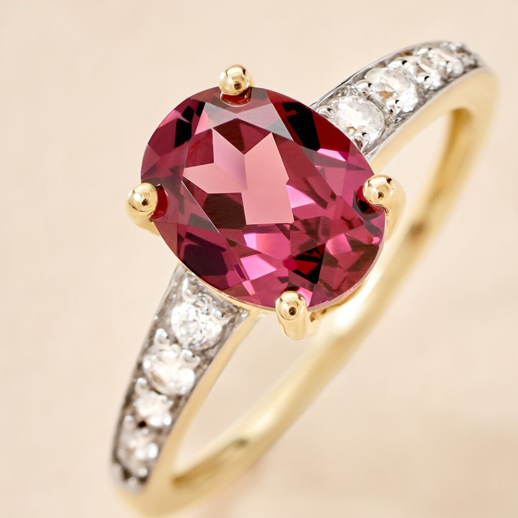 Bague Rhodolite Fever Or Jaune Rhodolite Oxyde De Zirconium - Bagues solitaires Femme | Histoire d&rsquo;Or