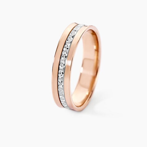 Alliance Fantaisie Diamantee Ruban Plat Or Bicolore - Alliances Femme | Histoire d&rsquo;Or