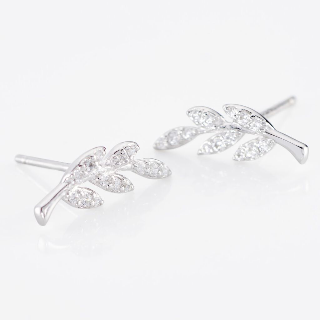 Boucles D'oreilles Puces Alma Argent Blanc Oxyde De Zirconium - Boucles d'oreilles fantaisie Femme | Histoire d&rsquo;Or