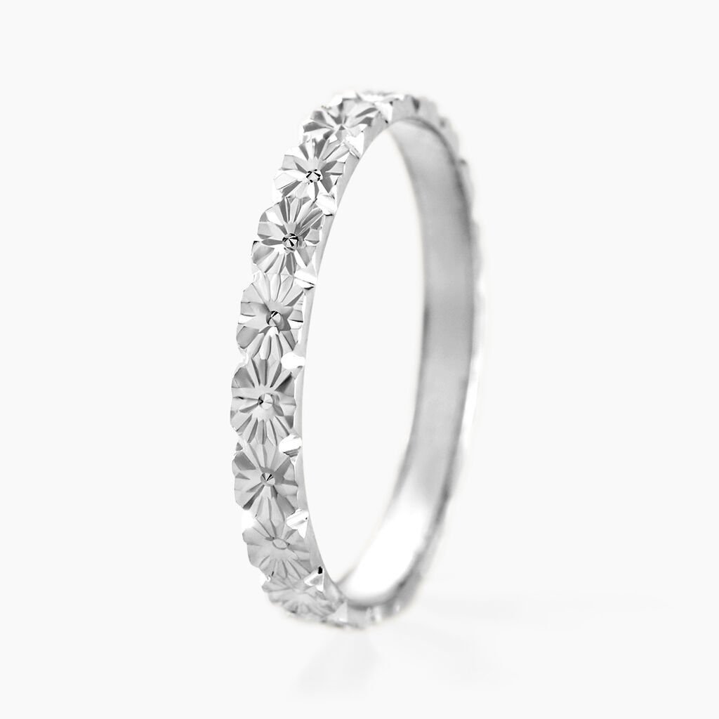 Alliance Fleur Diamantee Ruban Plat Or Blanc - Alliances Unisex | Histoire d&rsquo;Or