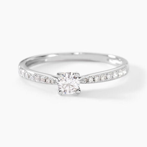 Bague Solitaire Hemera Or Blanc Diamant - Bagues solitaires Femme | Histoire d&rsquo;Or