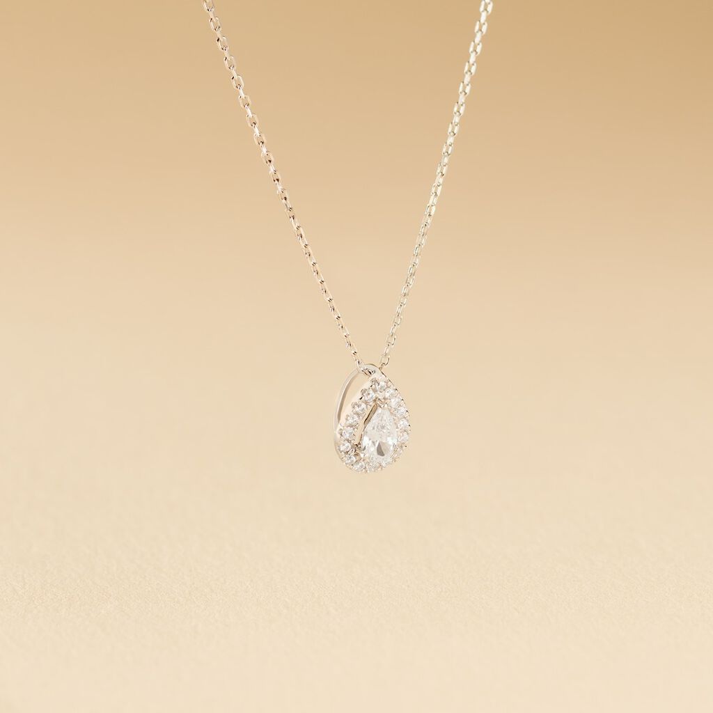 Collier Hildana Or Blanc Oxyde De Zirconium - Colliers Femme | Histoire d&rsquo;Or