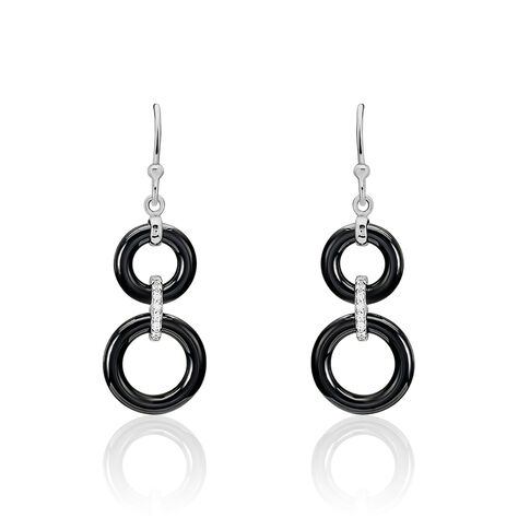 Boucles D'oreilles Pendantes Narcissa Argent Blanc Céramique Et Oxyde - Boucles d'oreilles fantaisie Femme | Histoire d’Or