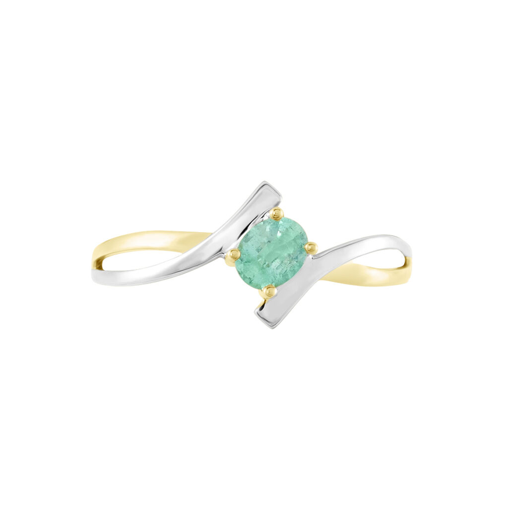 Bague Or Bicolore Rosmunda Emeraude - Bagues solitaires Femme | Histoire d’Or