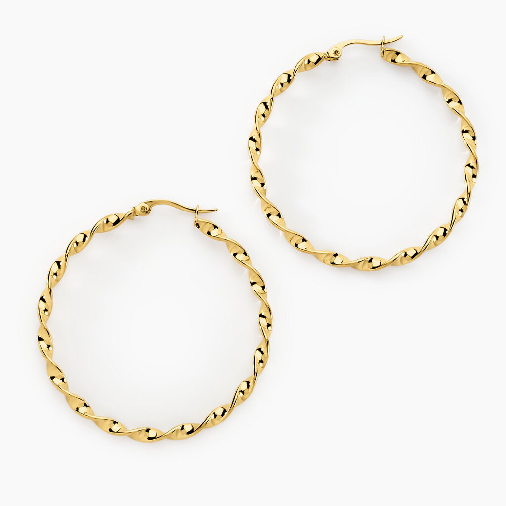 Creoles Acier Dore Antonello - Boucles d'oreilles créoles Femme | Histoire d’Or