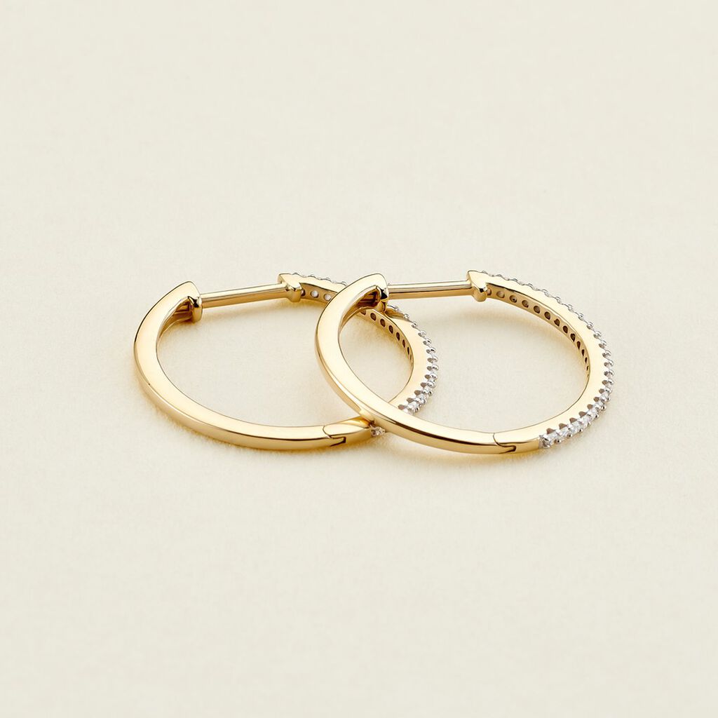 Creoles Or Jaune Aryanna Diamants - Boucles d'oreilles cr&eacute;oles Femme | Histoire d&rsquo;Or