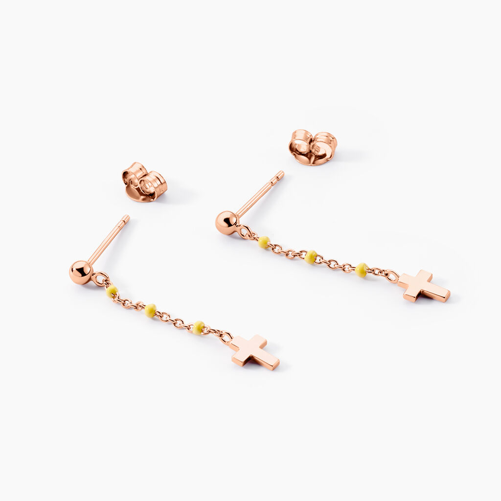 Boucles D'oreilles Pendantes Mimosa Argent Rose - Boucles d'oreilles fantaisie Femme | Histoire d’Or