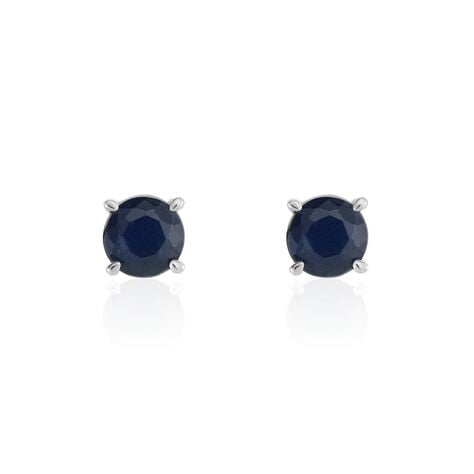 Boucles D'oreilles Puces Or Blanc Zubin Saphir - Clous d'oreilles Femme | Histoire d’Or