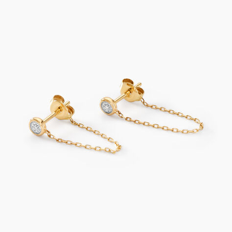 Boucles D'oreilles Pendantes Mon 1er Diamant Or Jaune Diamant - Boucles d'oreilles pendantes Femme | Histoire d’Or