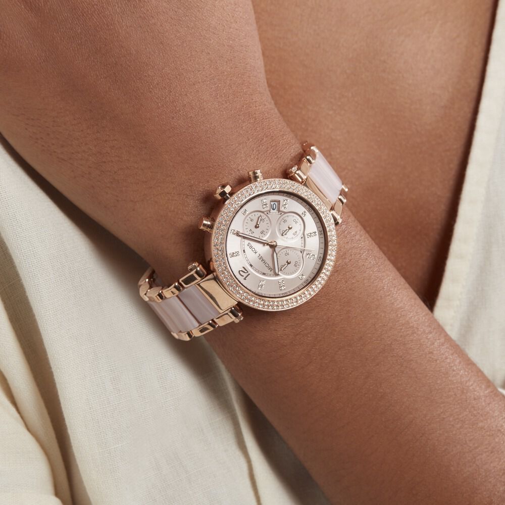 Montres Michael Kors MK5896 Acier Clip Strass Ronde Rose Ronde HIMFR1S5890 Histoire d Or