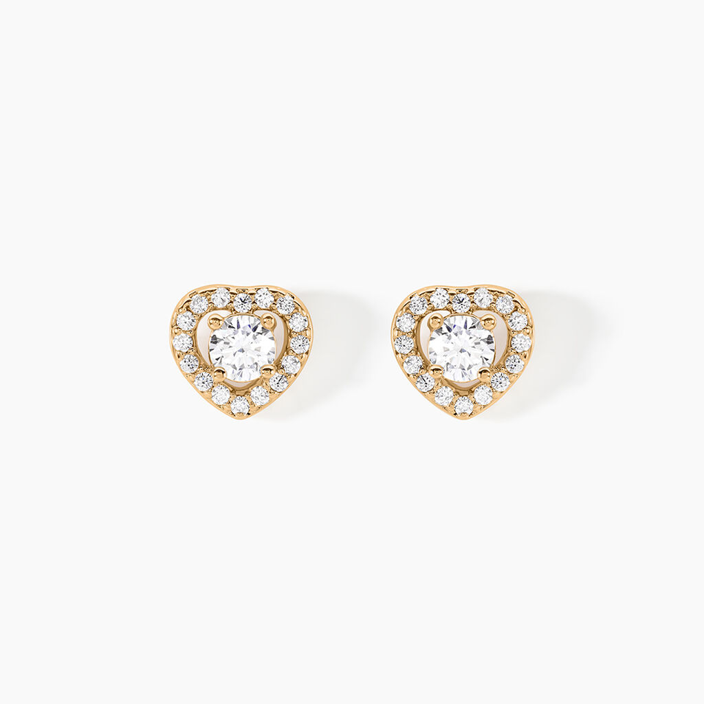 Boucles D'oreilles Puces Alais Plaqué Or Jaune Oxyde De Zirconium - Boucles d'oreilles fantaisie Femme | Histoire d’Or