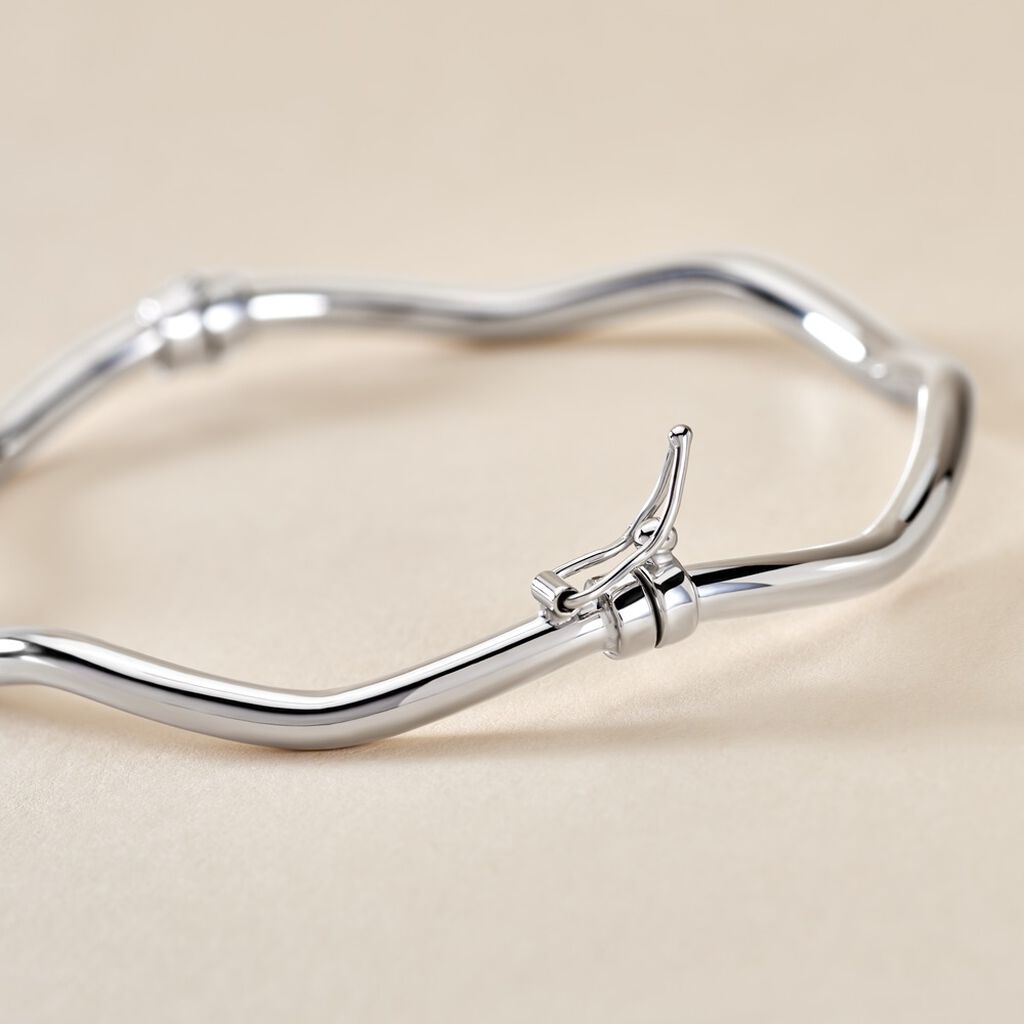 Bracelet Jonc Jennie Ondule Or Blanc - Bracelets joncs Femme | Histoire d’Or