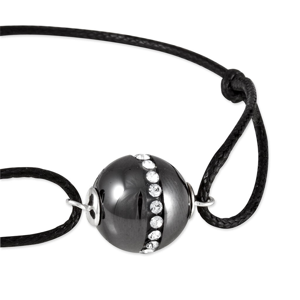 Bracelet Nina Cera Argent Blanc Strass Et C&eacute;ramique - Bracelets cordon Femme | Histoire d&rsquo;Or