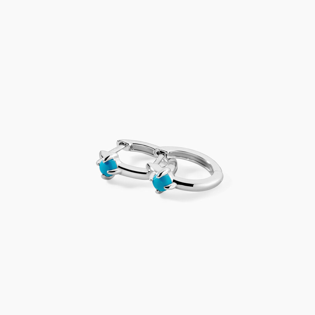 Cr&eacute;oles Ocean Argent Blanc Turquoise - Boucles d'oreilles cr&eacute;oles Femme | Histoire d&rsquo;Or
