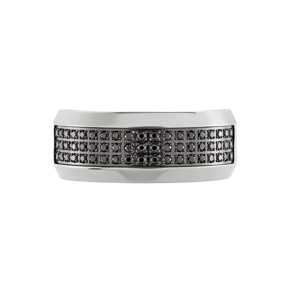 Bague Acier Blanc Tdeg Oxydes De Zirconium - Bagues avec pierre Homme | Histoire d’Or