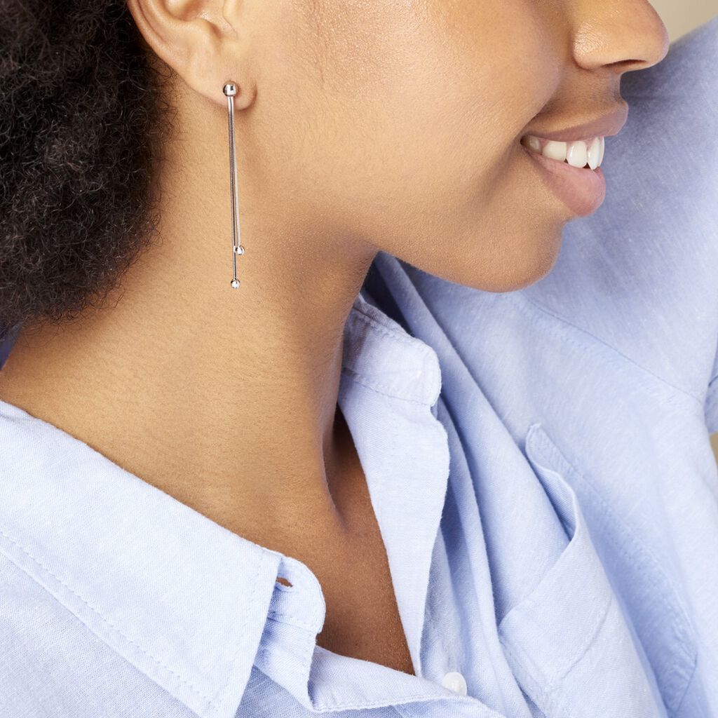 Boucles D'oreilles Pendantes Yuzu Argent Blanc - Boucles d'oreilles fantaisie Femme | Histoire d’Or