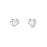 Boucles D'oreilles Puces Dot Coeur Plein Or Blanc Oxyde De Zirconium - Clous d'oreilles Famille | Histoire d&rsquo;Or
