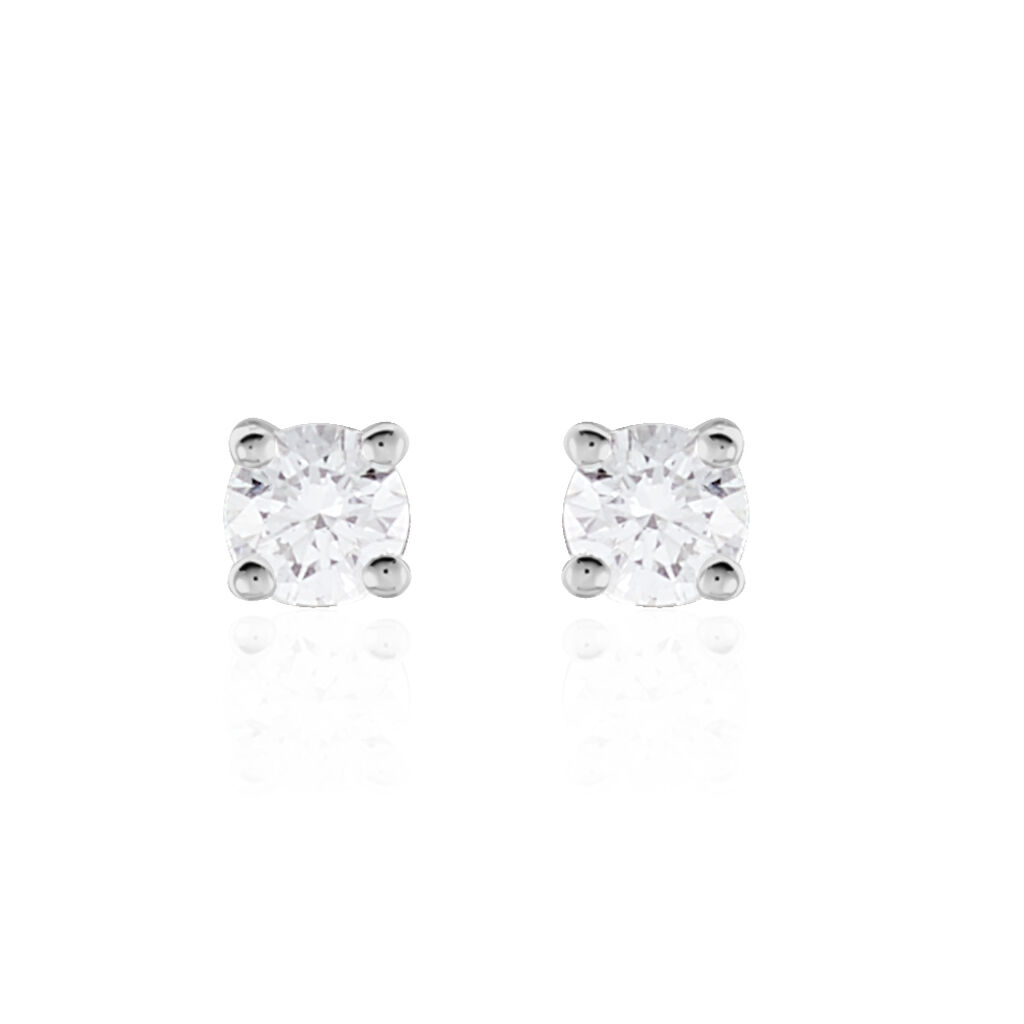 Boucles D'oreilles Puces Victoria Or Blanc Diamant - Clous d'oreilles Femme | Histoire d&rsquo;Or