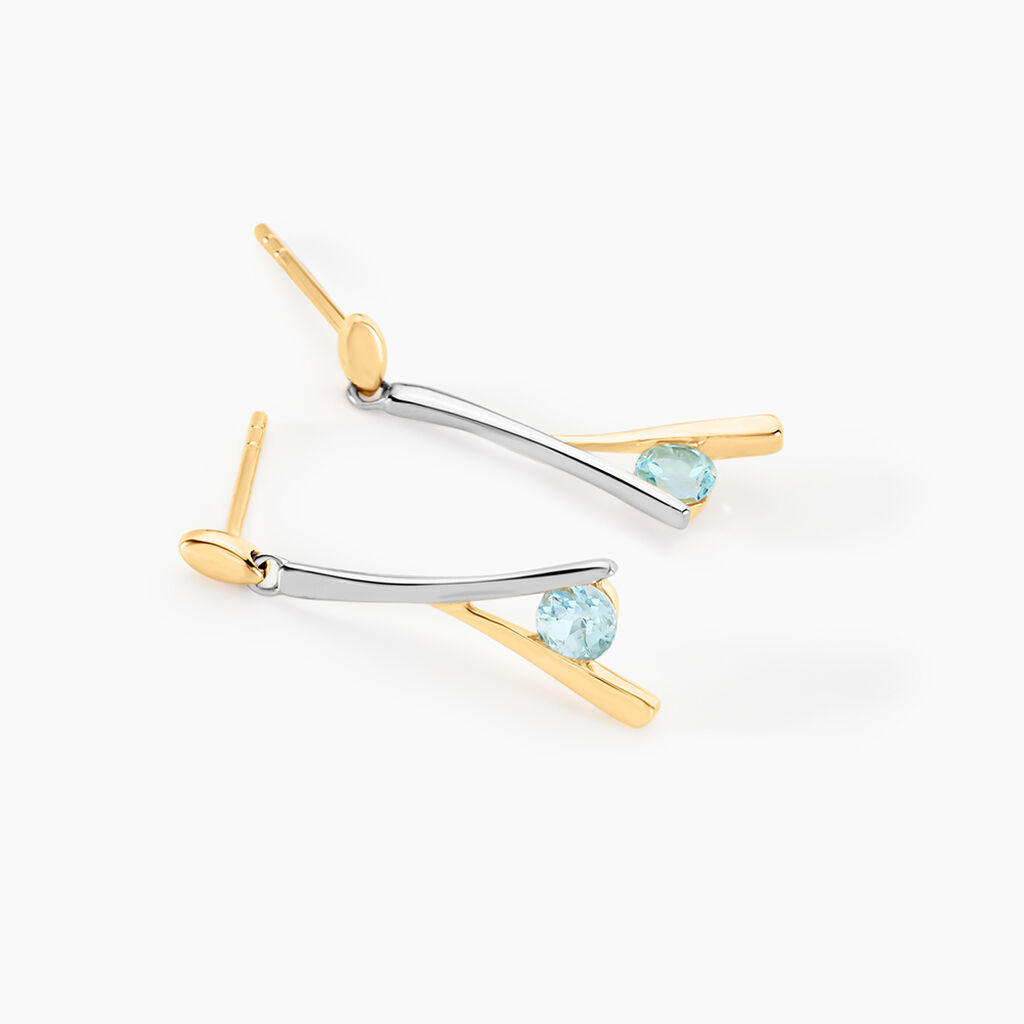 Boucles D'oreilles Pendantes Madli Or Bicolore Topaze - Boucles d'oreilles pendantes Femme | Histoire d’Or