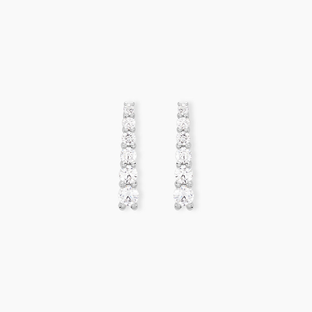 Boucles D'oreilles Pendantes Georas Or Blanc Oxyde - Boucles d'oreilles pendantes Femme | Histoire d’Or