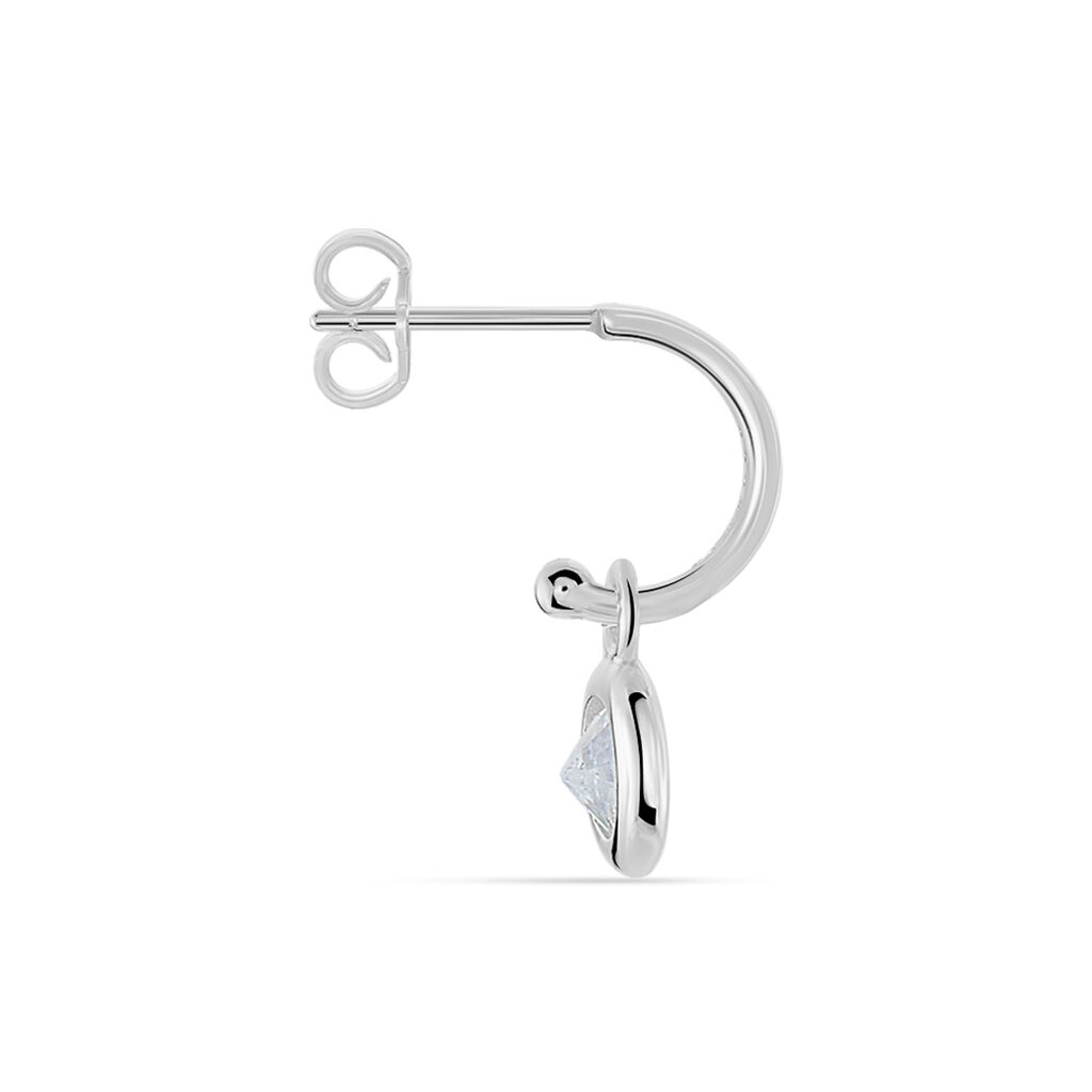 Créole Unitaire Ancelin Rondes Argent Blanc Oxyde De Zirconium - Boucles d'oreilles créoles Femme | Histoire d’Or