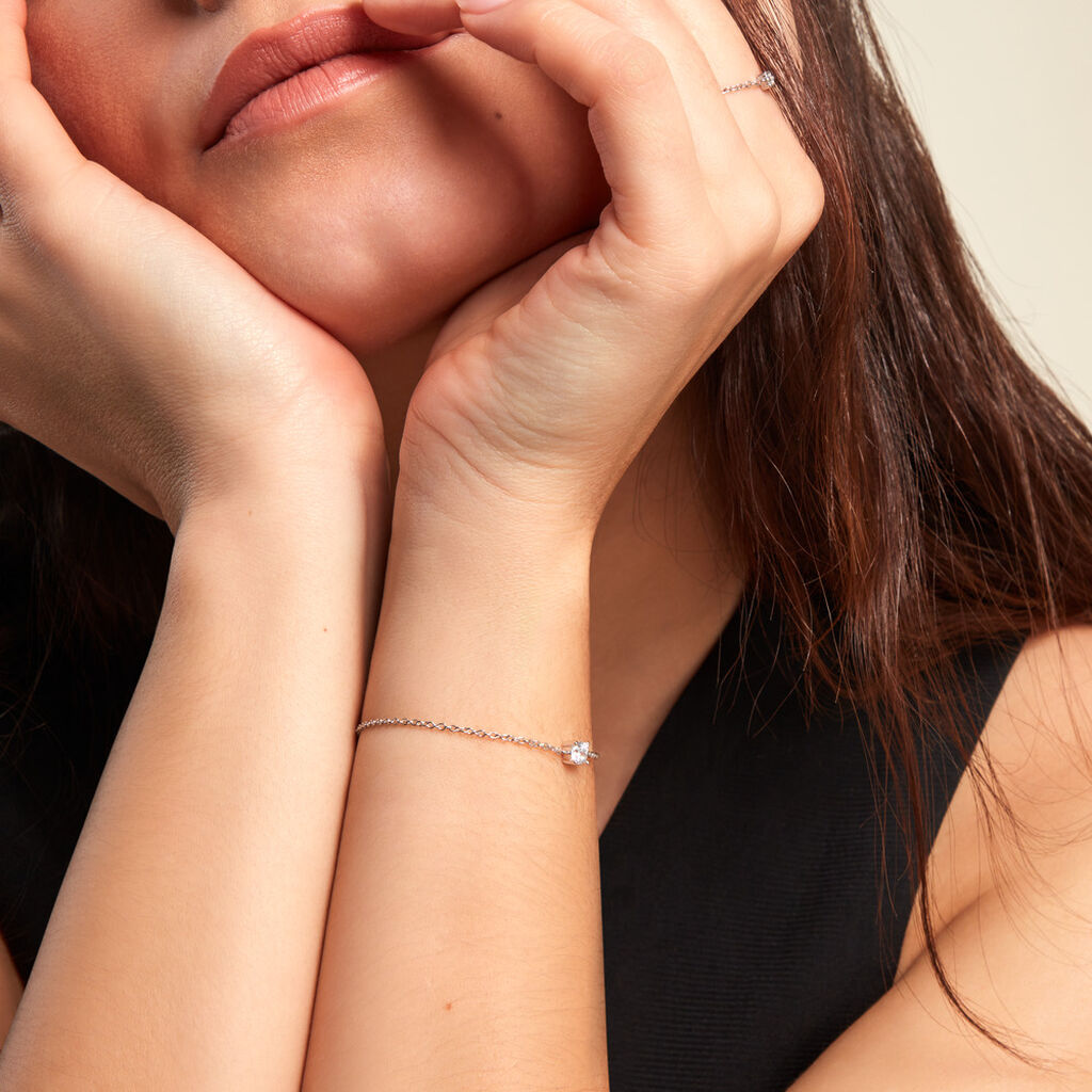 Bracelet Court Argent Blanc Lylwenn Oxyde De Zirconium - Bracelets Femme | Histoire d’Or