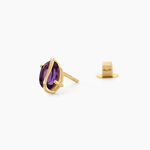Boucles D'Oreilles Puces Prudencia Argent Dor&eacute; A L'Or 750/1000 Am&eacute;thyste - Boucles d'oreilles empierr&eacute;es Femme | Histoire d&rsquo;Or