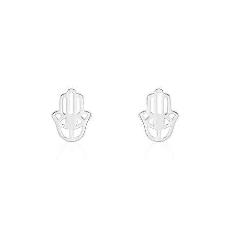 Boucles D'oreilles Puces Abby Argent Blanc - Boucles d'oreilles fantaisie Femme | Histoire d’Or