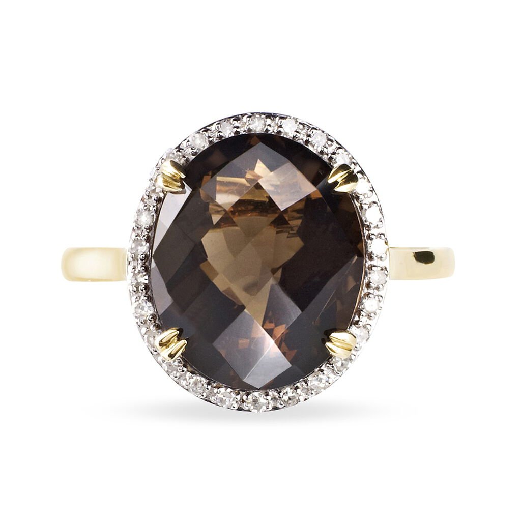 Bague Anna Or Jaune Quartz Et Diamant - Bagues solitaires Femme | Histoire d&rsquo;Or