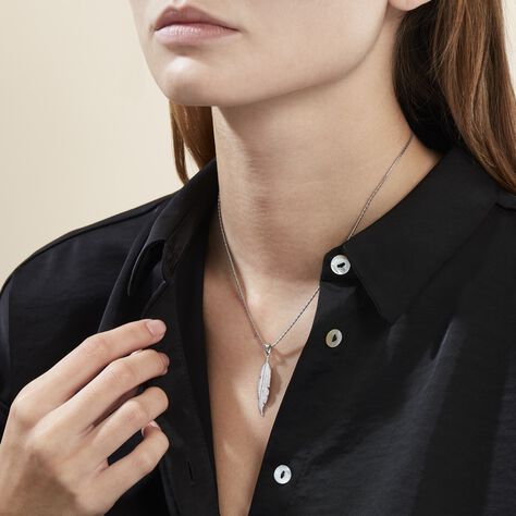 Collier Argent Blanc Gdiulia - Bijoux Plume Femme | Histoire d’Or