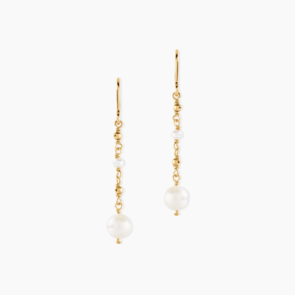 Boucles D'Oreilles Pendantes Bindy Argent Dor&eacute; A L'Or 750/1000 Perle De Culture - Boucles d'oreilles pendantes  | Histoire d&rsquo;Or