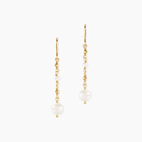 Boucles D'Oreilles Pendantes Bindy Argent Dor&eacute; A L'Or 750/1000 Perle De Culture - Boucles d'oreilles pendantes  | Histoire d&rsquo;Or