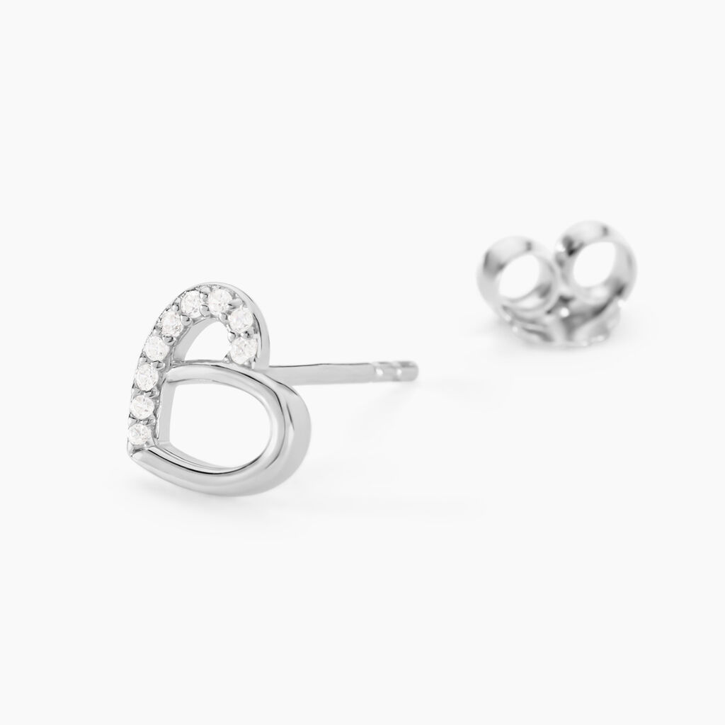 Boucles D'oreilles Puces Dorthea Argent Blanc Oxyde De Zirconium - Boucles d'oreilles fantaisie Femme | Histoire d’Or