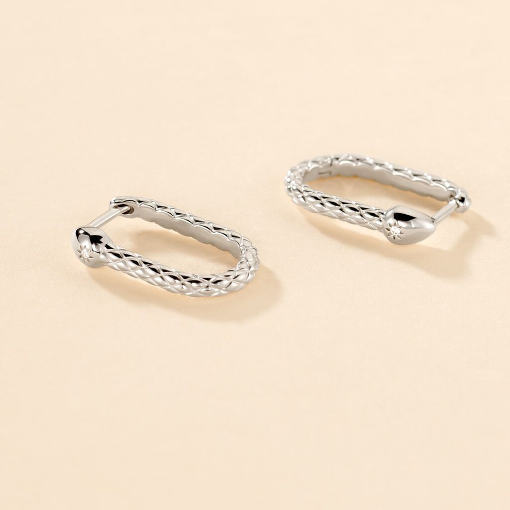 Cr&eacute;oles Oria Argent Blanc Oxyde De Zirconium - Boucles d'oreilles cr&eacute;oles Femme | Histoire d&rsquo;Or