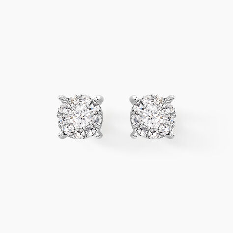 Boucles D'oreilles Puces Artemis Or Blanc Diamant - Clous d'oreilles Femme | Histoire d&rsquo;Or