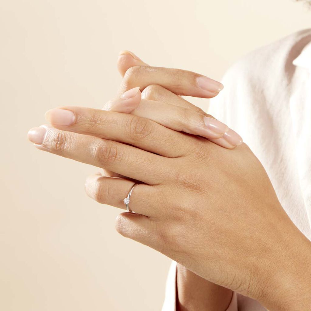 Bague Solitaire Natalia Or Blanc Diamant - Bagues solitaires Femme | Histoire d’Or