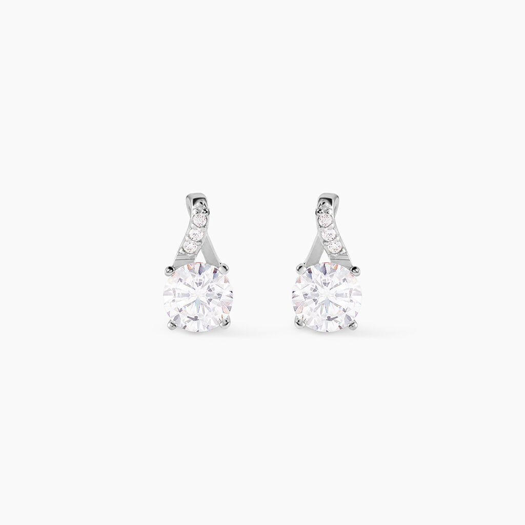 Boucles D'oreilles Pendantes Idylla Argent Blanc Oxyde De Zirconium - Boucles d'oreilles fantaisie Femme | Histoire d&rsquo;Or