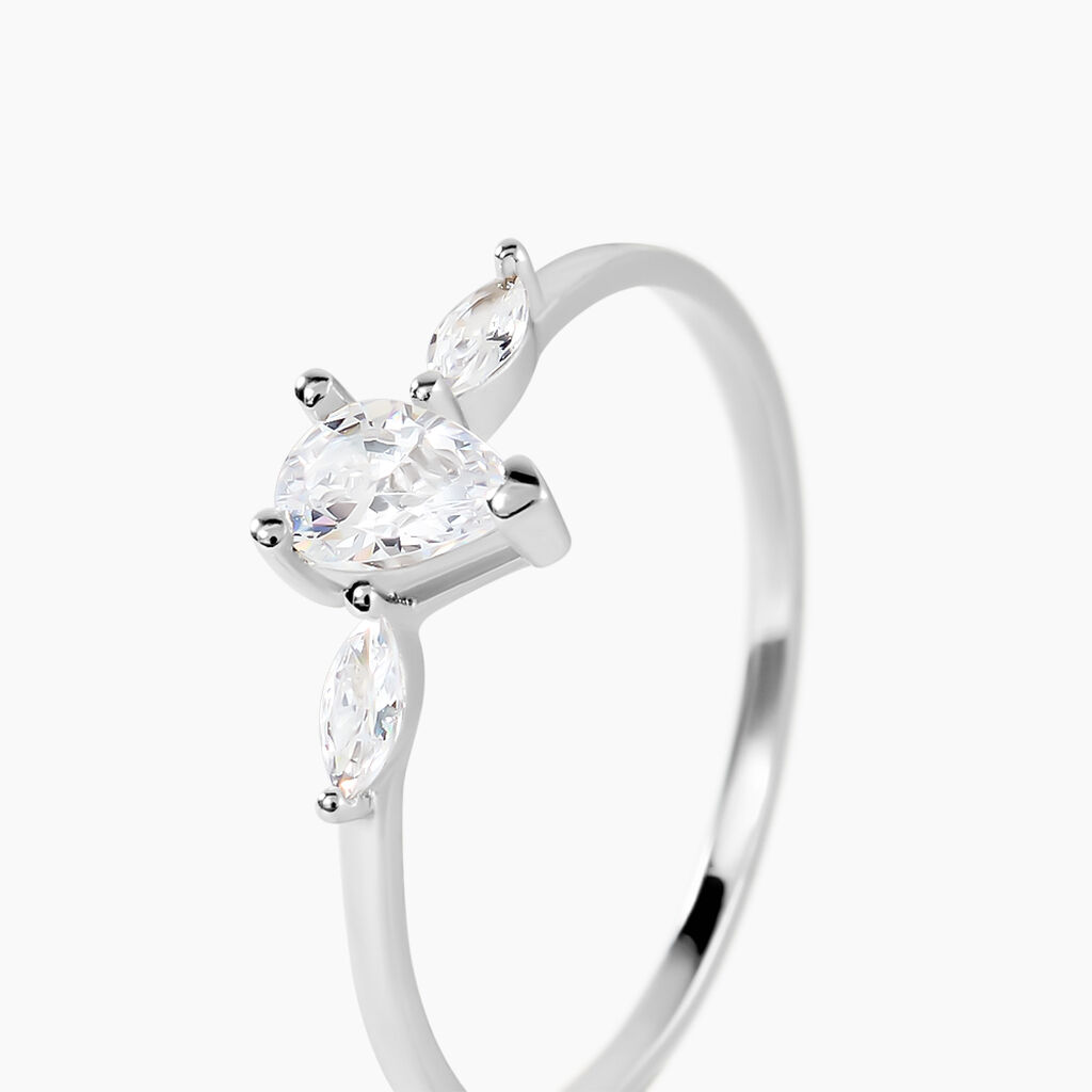 Bague Magma Argent Blanc Oxyde De Zirconium - Bagues solitaires Femme | Histoire d&rsquo;Or