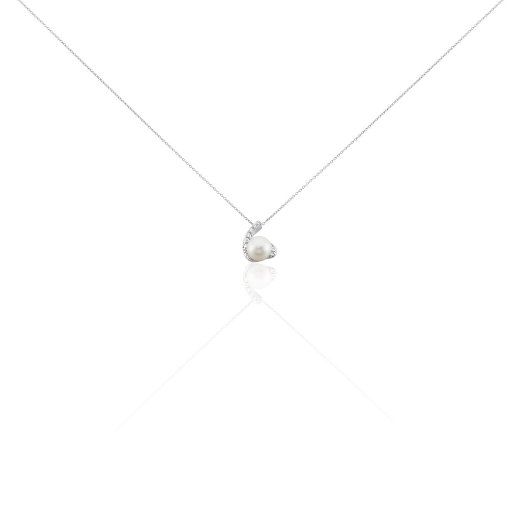 Collier Angel Or Blanc Perle De Culture Oxyde - Colliers Femme | Histoire d’Or