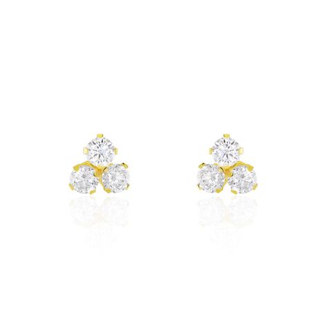 Boucles D'oreilles Puces Or Jaune Oxydes De Zirconium - Clous d'oreilles Femme | Histoire d’Or
